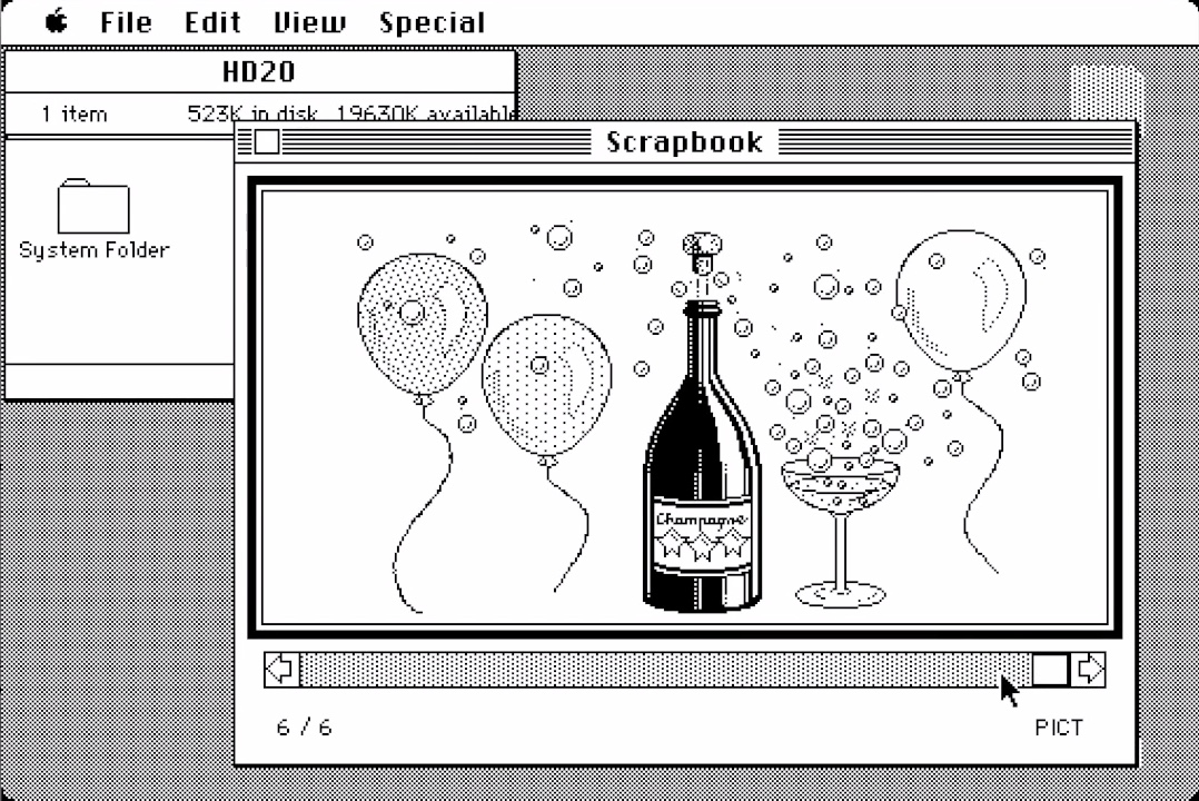 Mac OS System 3 Scrapbook (1986)